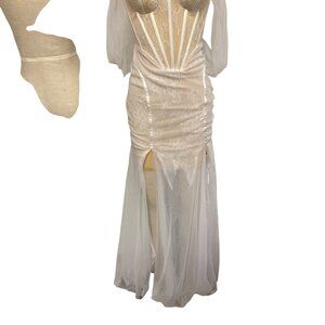 Miss Circle XS Sheer Lace Corset Dress With Detachable Sleeves